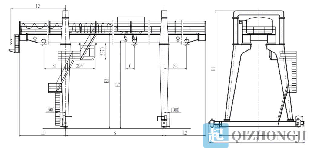 32-ton universal gantry crane structure diagram