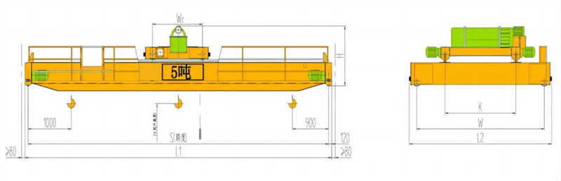5-ton electric hoist double-girder crane structure diagram