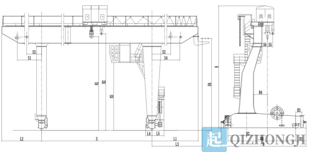 Structural diagram of 20-ton side-mounted gantry crane