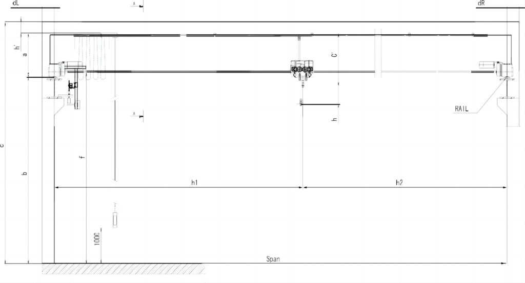 Structural diagram of a 3-ton European single beam crane