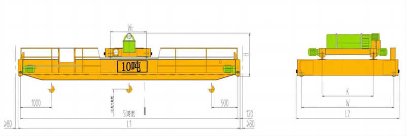 10-ton electric hoist double-girder crane structure