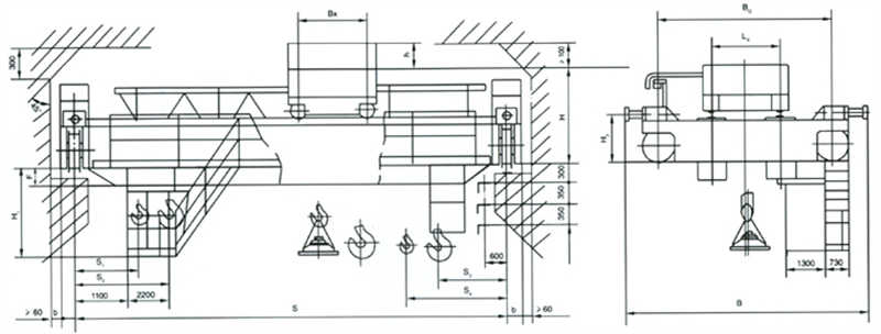 Structural Drawing of 32/5t Electromagnetic Bridge Crane