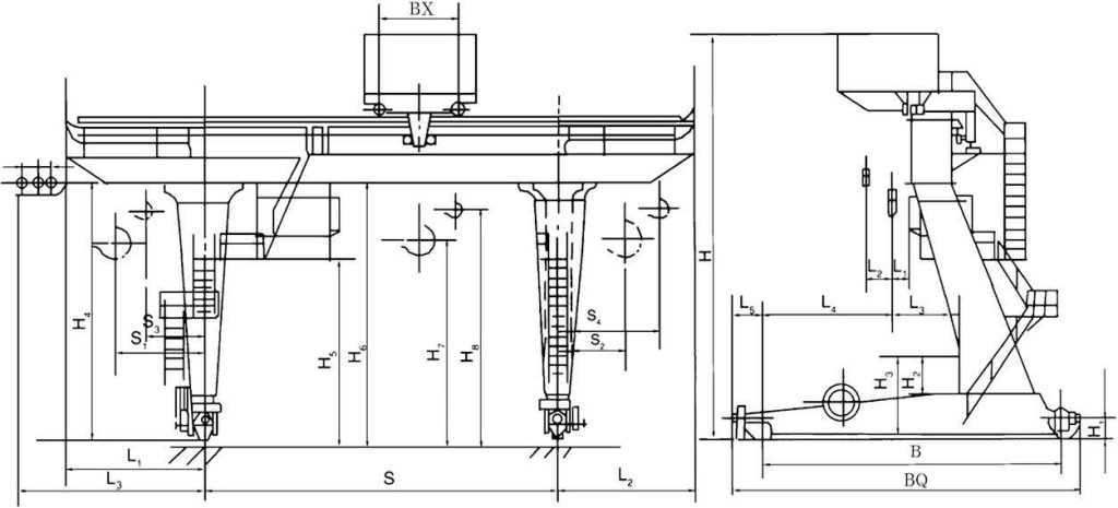 Structural Drawing of MDG Single Beam Gantry Crane